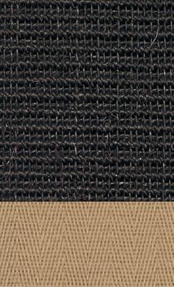 Sisal Manaus sort 044 tæppe med kantbånd i beige 002